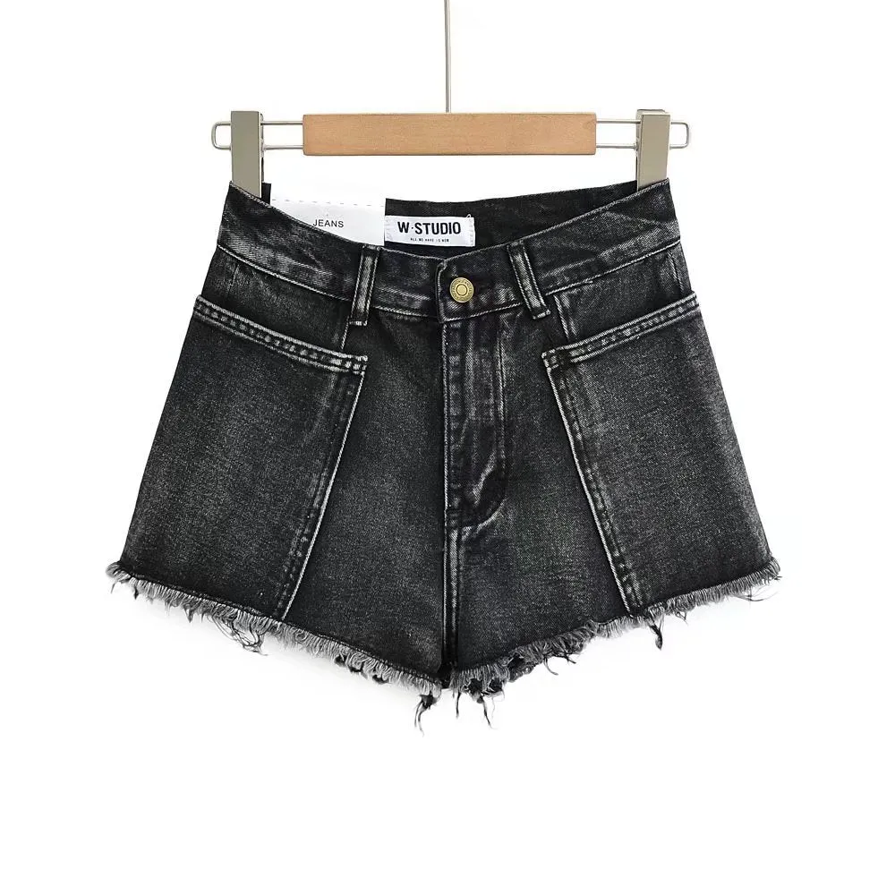 4 Colorway Raw Finish Big Pocket Denim Shorts