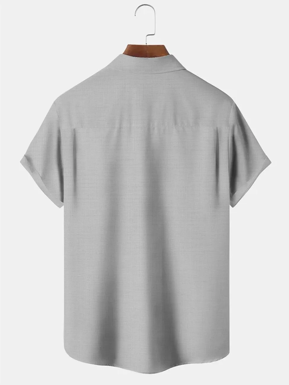 Alohadaddy Plant Leaves Contrast Pocket Button Casual Short Sleeve Shirt