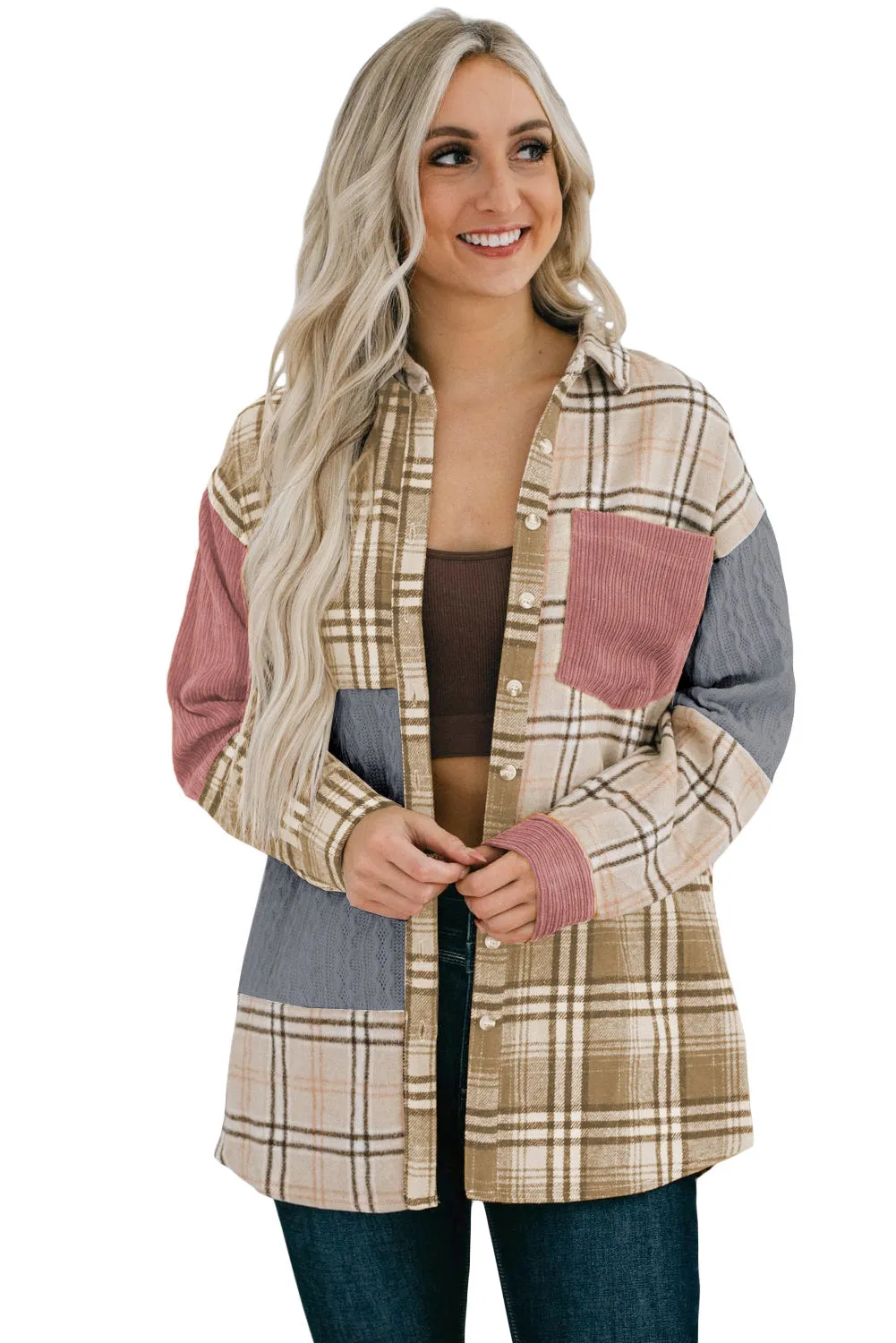 Button-Up Plaid and Corduroy Blend