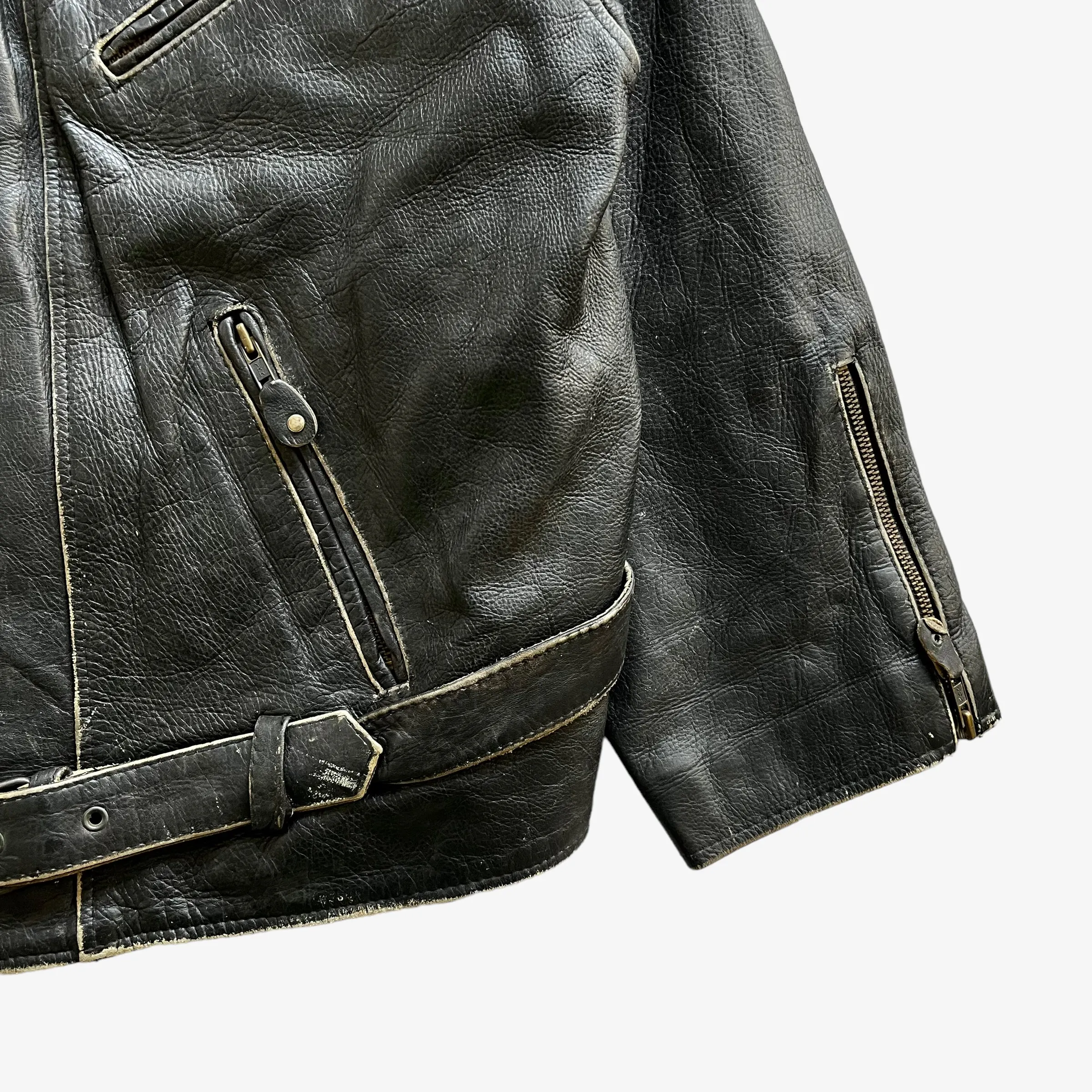 Chewan Leather Biker Jacket With Back Embroidered Spell Out