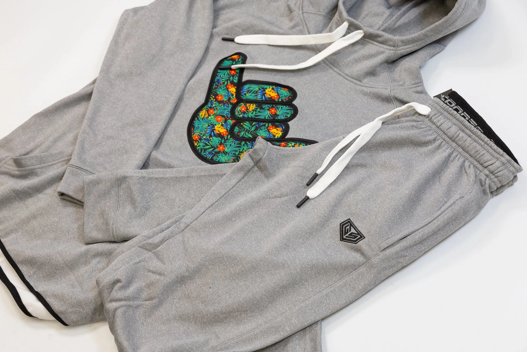 Floral Shaka Scuba Neck TT Fleece Hoodie - Heather