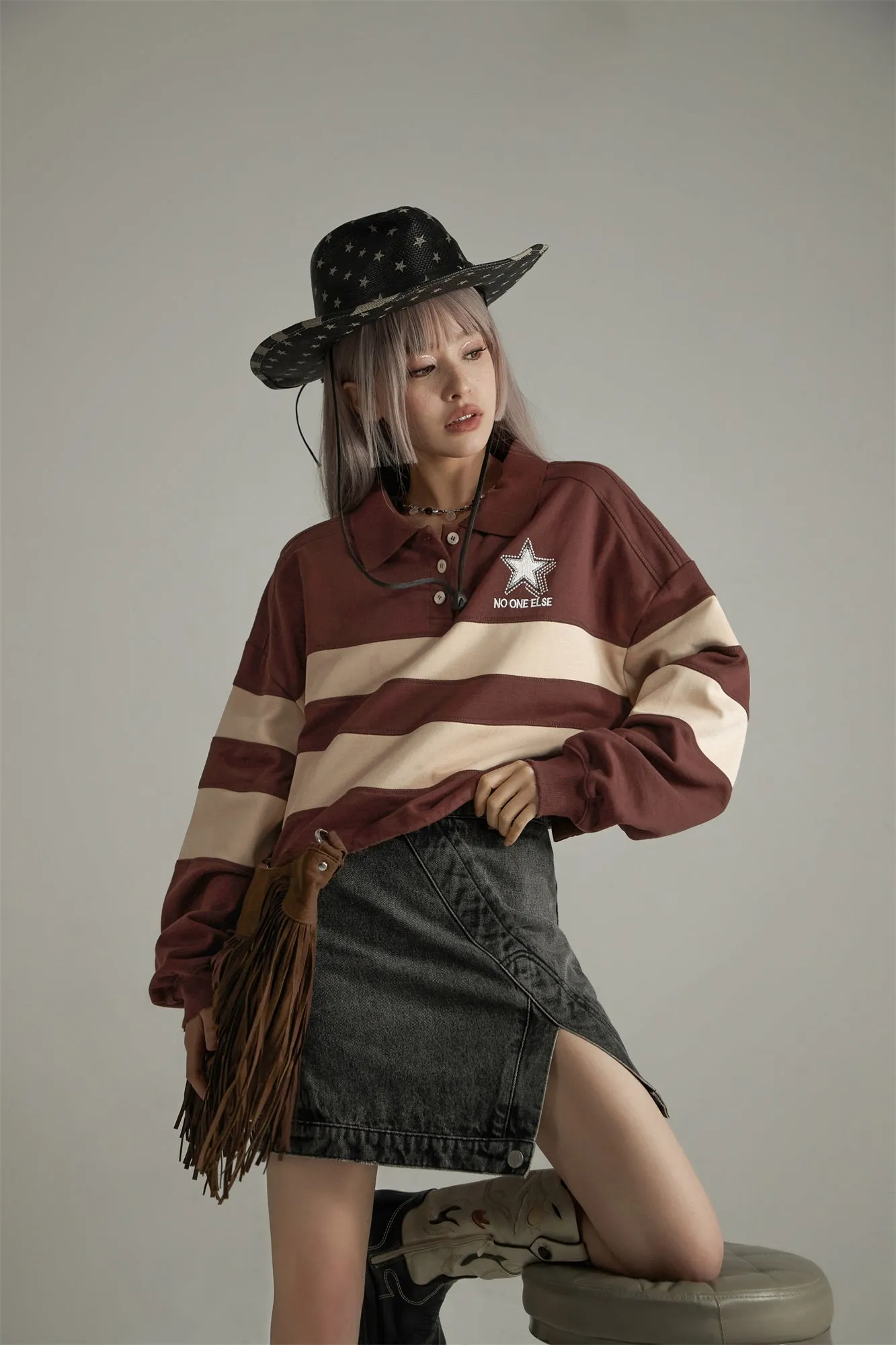 Polo Neck Vintage Sweatshirt