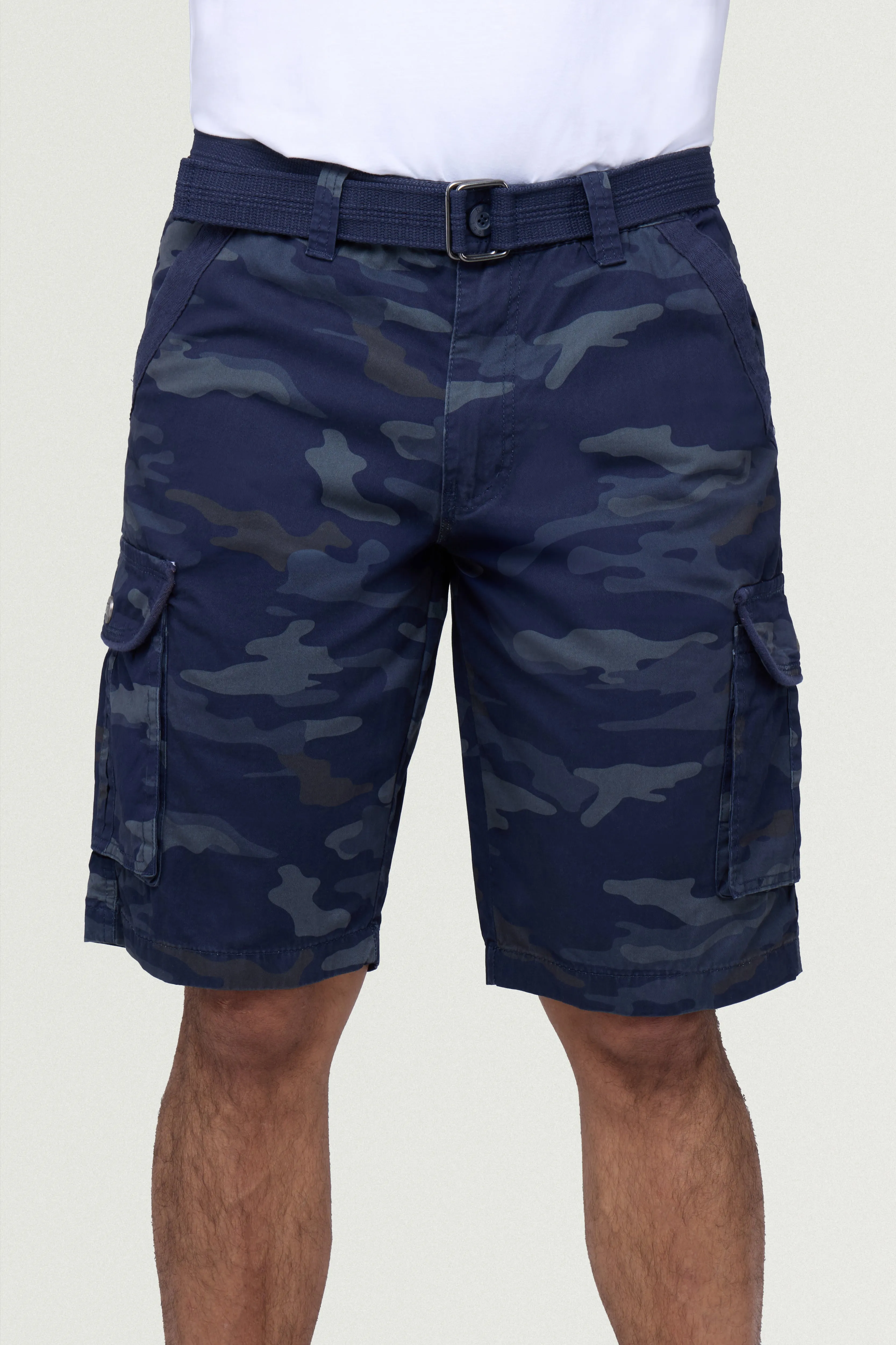 Raw X Men's 12.5" Inseam Belted Cargo Shorts with Snap Button