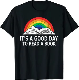 Shirts For Pride, It's A Good Day To Read A Book T Shirt Reading Lovers Retro Rainbow T-Shirt